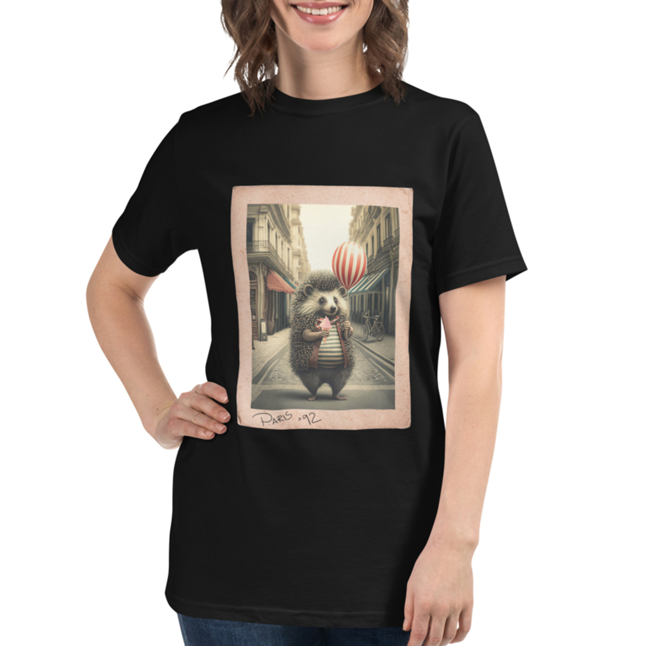 A Porcupine in Paris – Gogimogi Unisex Eco-Friendly 100% Certified Organic Cotton Graphic T-Shirt