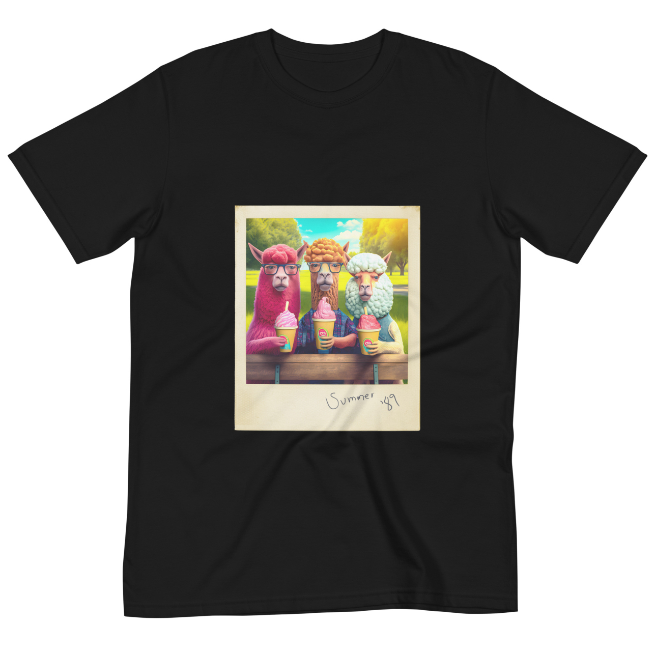 Alpaca Polaroid - Gogimogi Unisex Eco-Friendly 100% Certified Organic Graphic T-Shirt