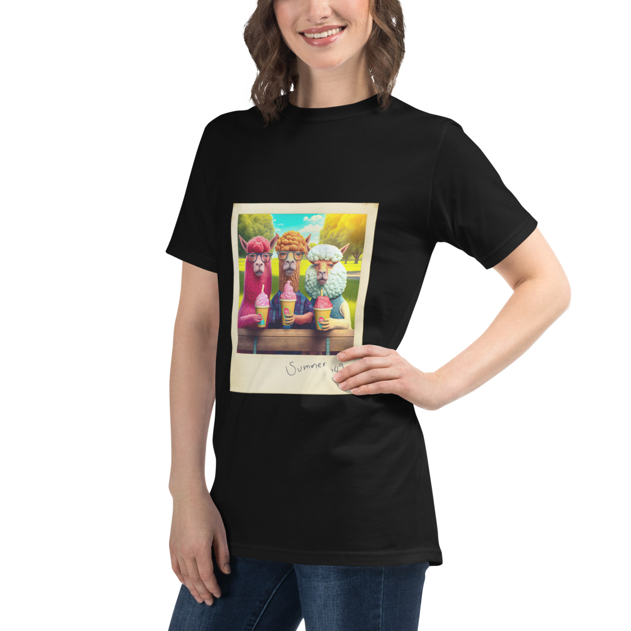 Alpaca Polaroid - Gogimogi Unisex Eco-Friendly 100% Certified Organic Graphic T-Shirt