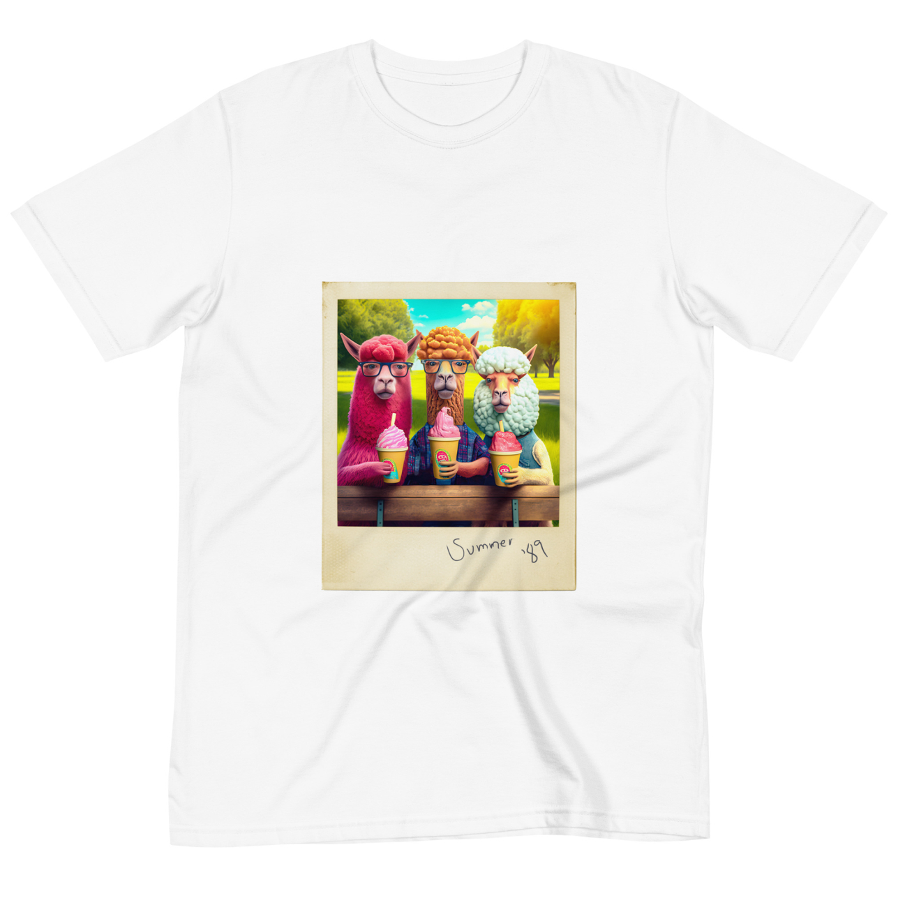 Alpaca Polaroid - Gogimogi Unisex Eco-Friendly 100% Certified Organic Graphic T-Shirt