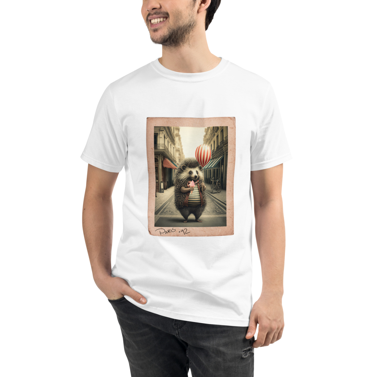 A Porcupine in Paris – Gogimogi Unisex Eco-Friendly 100% Certified Organic Cotton Graphic T-Shirt